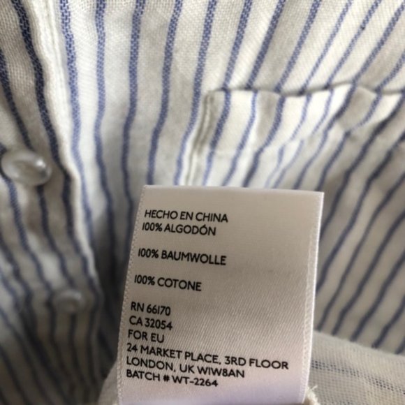 Striped White Button-Up Women's Top - Picture 10 of 12